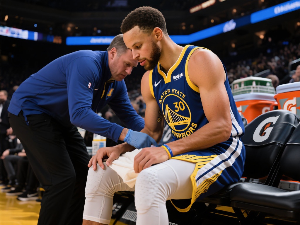 库里底线突破摔倒撞大腿,稍作调整后重返赛场 然而,令人敬佩的是,库里并未因此退缩。他